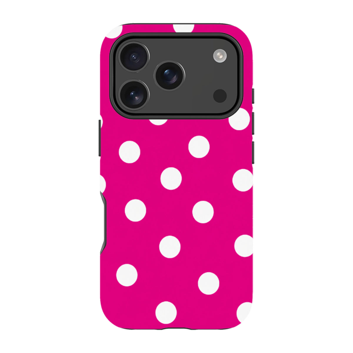 iPhone MagSafe Tough Case - Hot Pink & White Polka Dot
