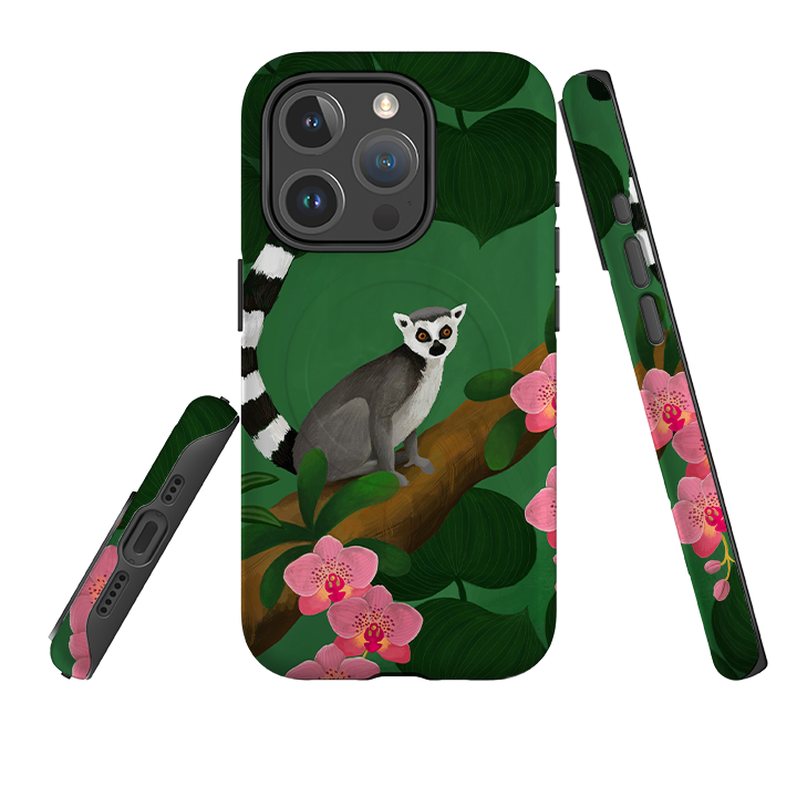 iPhone MagSafe Tough Case - Lemur and Orchids By Bex Parkin