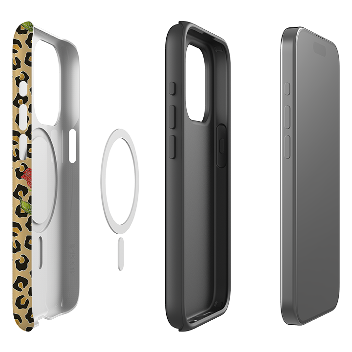 iPhone MagSafe Tough Case - Leopard Print Rose Pattern By Catherine Rowe