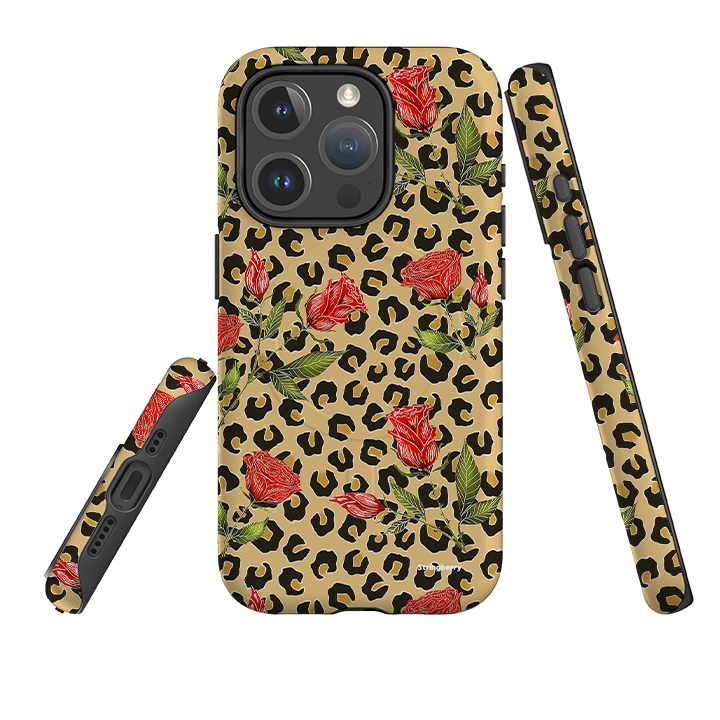 iPhone MagSafe Tough Case - Leopard Print Rose Pattern By Catherine Rowe