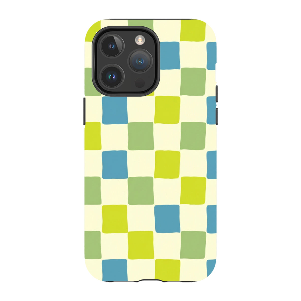 iPhone MagSafe Tough Case - Lime Green & Blue Checkerboard