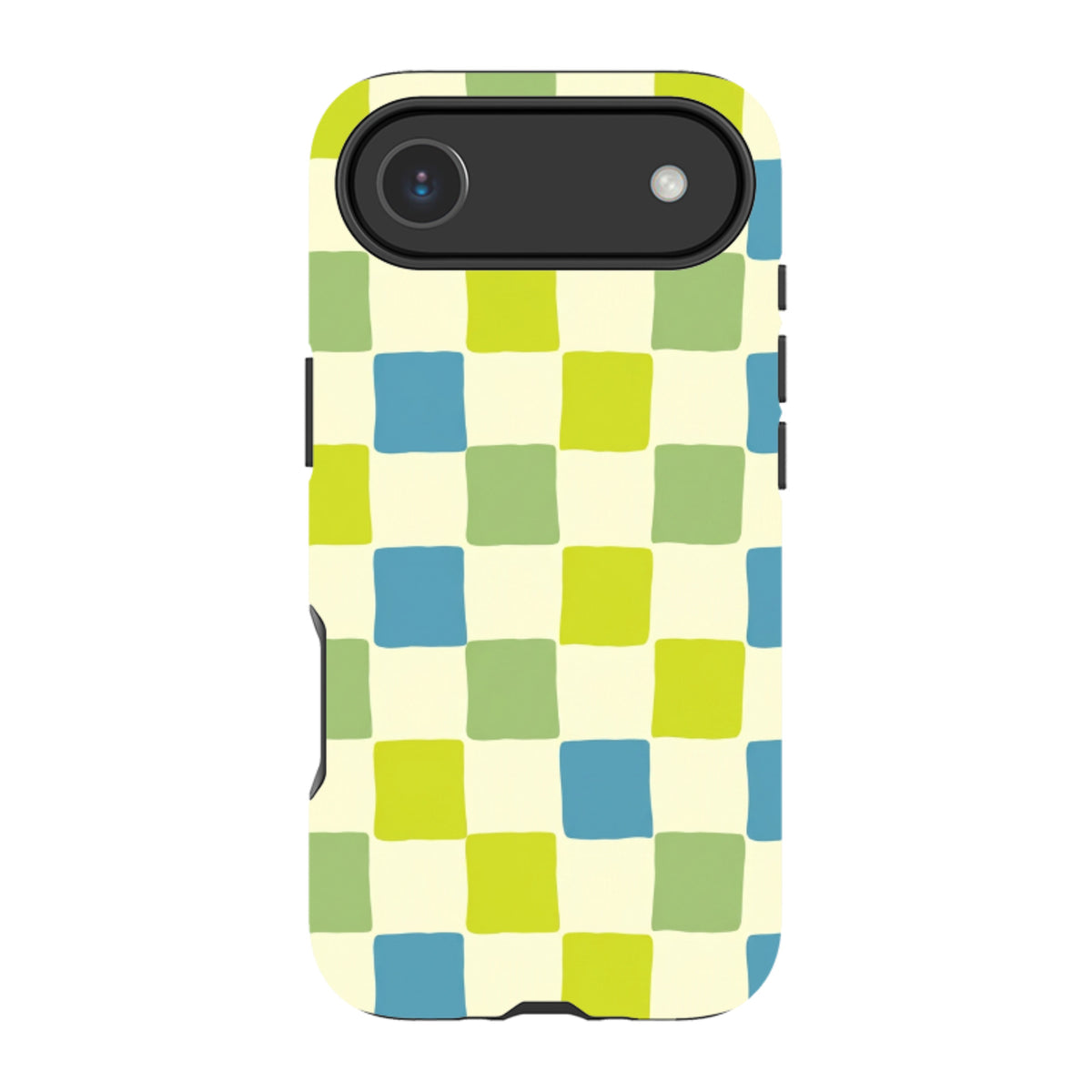 iPhone MagSafe Tough Case - Lime Green & Blue Checkerboard