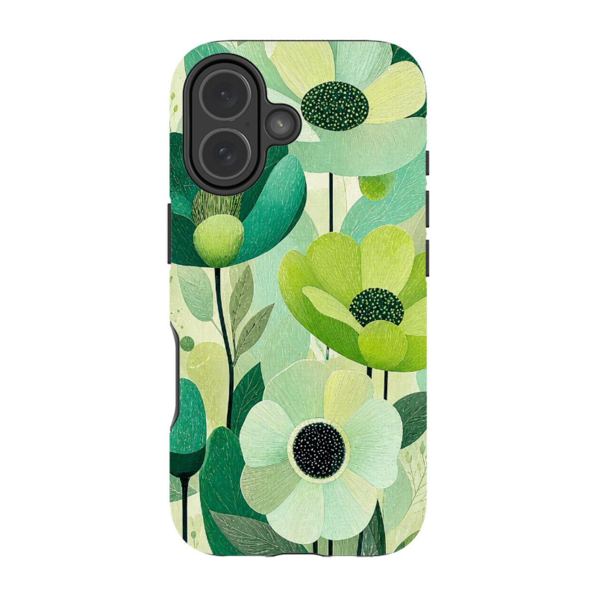 iPhone MagSafe Tough Case - Mint Woodgrain Floral