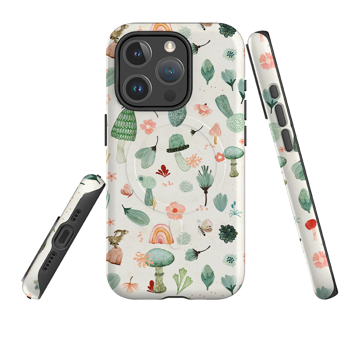 iPhone MagSafe Tough Case - Mushroom World Cream By Katherine Quinn