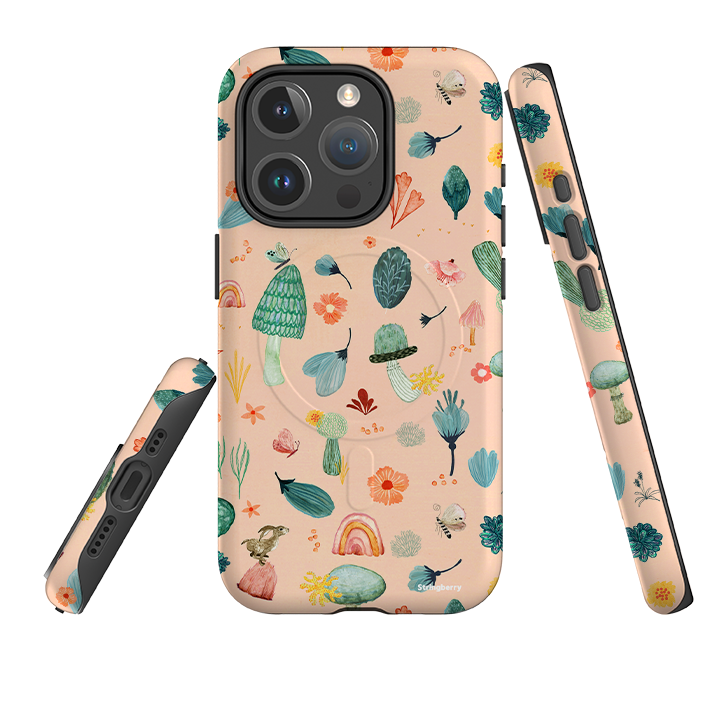 iPhone MagSafe Tough Case – Pilzwelt Pink von Katherine Quinn