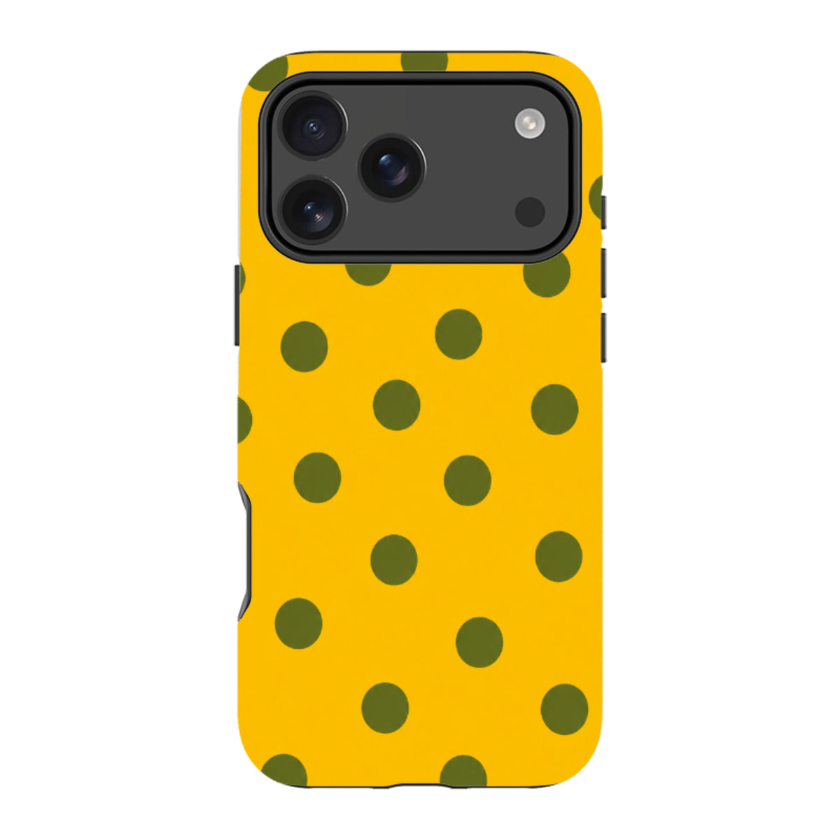 iPhone MagSafe Tough Case - Mustard Yellow & Olive Green Polka Dot