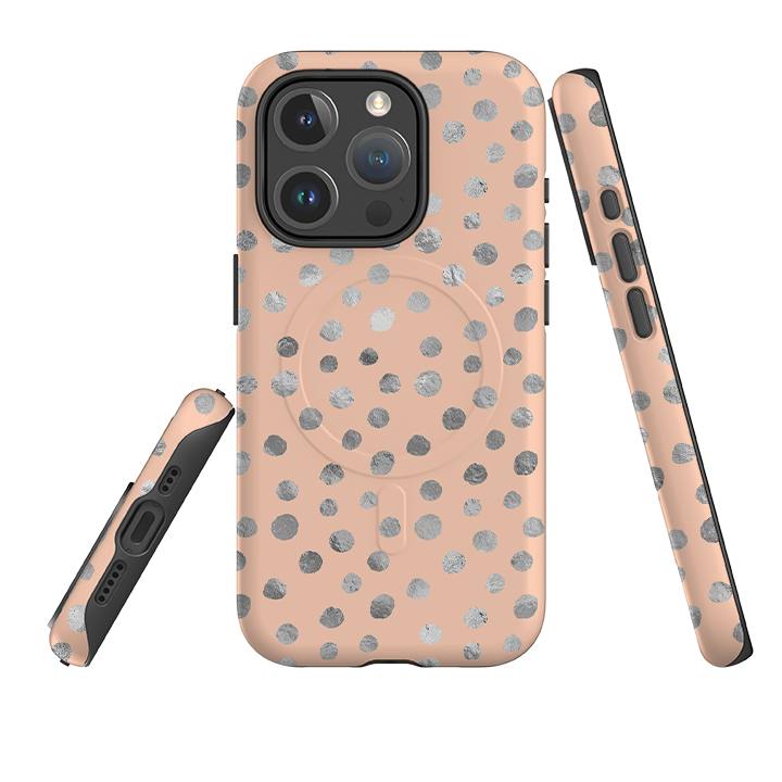 iPhone MagSafe Tough Case -  Pale and Silver Dots
