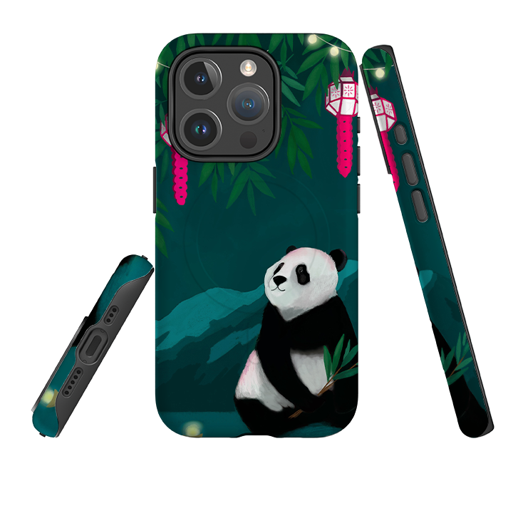 iPhone MagSafe Tough Case - Panda and Lanterns By Bex Parkin
