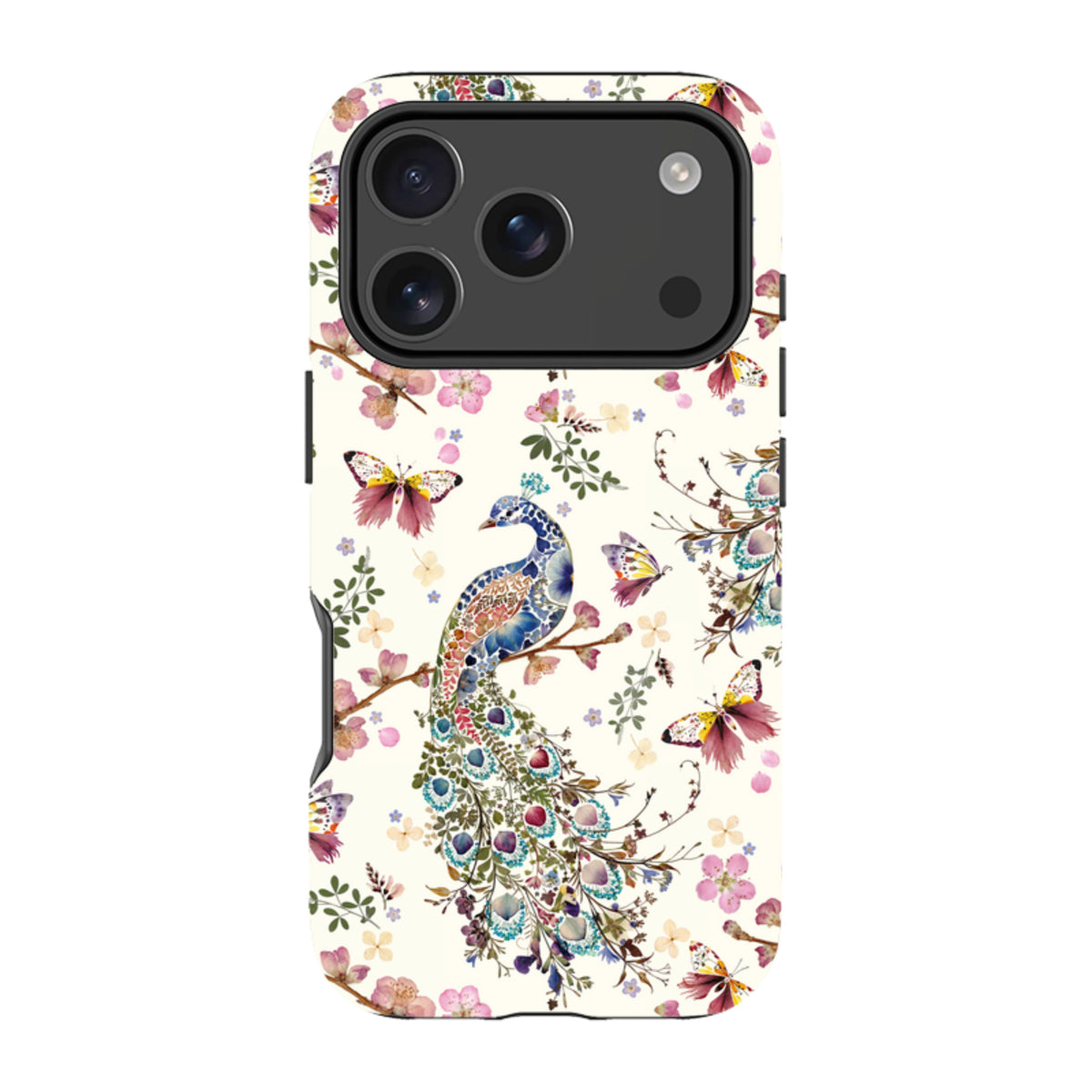iPhone MagSafe Tough Case -  Peacock and Cherry Blossoms By Helen Ahpornsiri