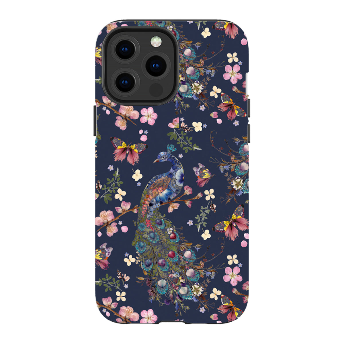 iPhone MagSafe Tough Case -  Peacock and Cherry Blossoms Iris By Helen Ahpornsiri