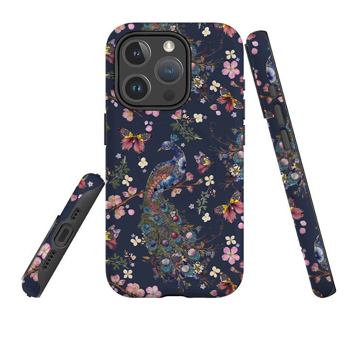 iPhone MagSafe Tough Case -  Peacock and Cherry Blossoms Iris By Helen Ahpornsiri