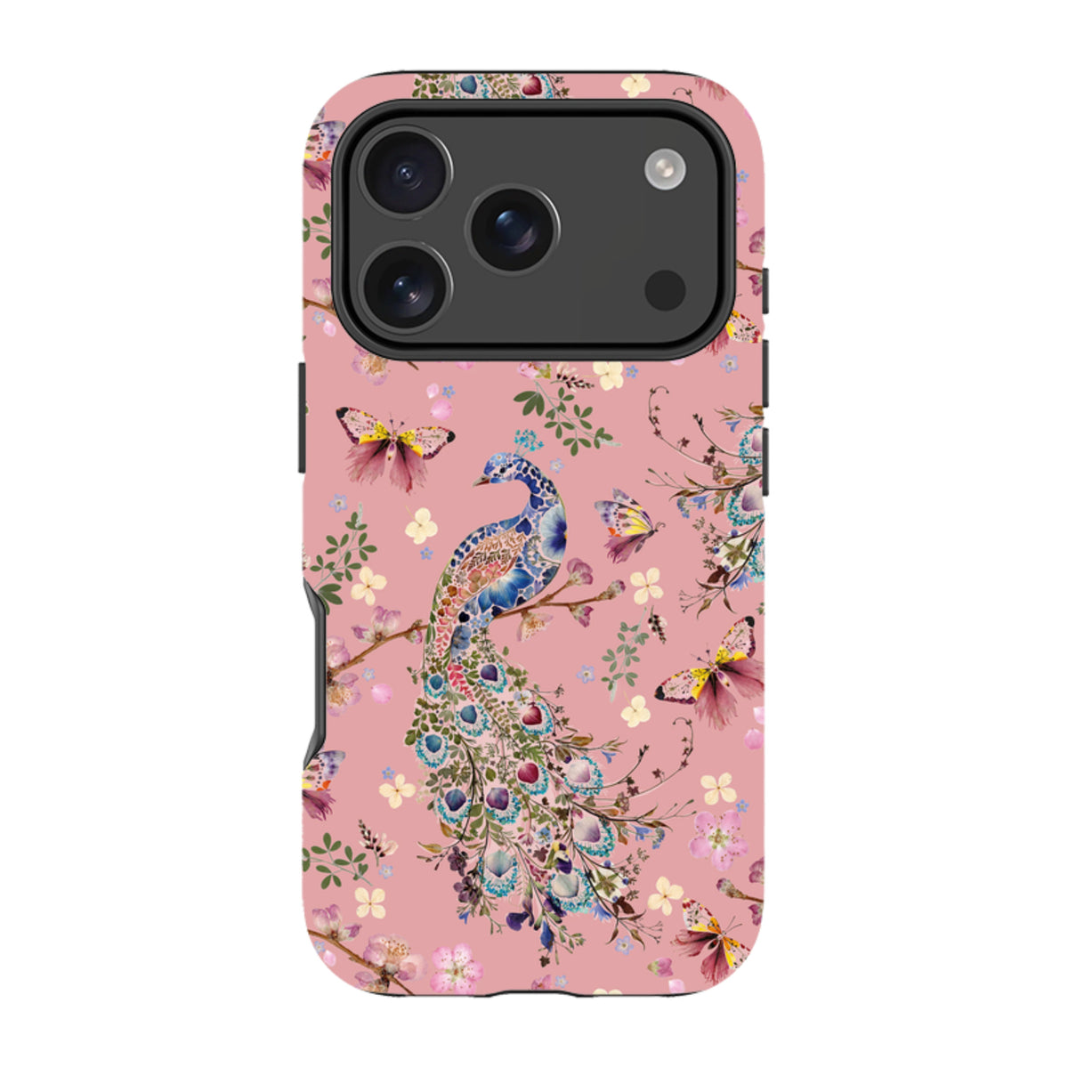 iPhone MagSafe Tough Case -  Peacock and Cherry Blossoms Lupine By Helen Ahpornsiri
