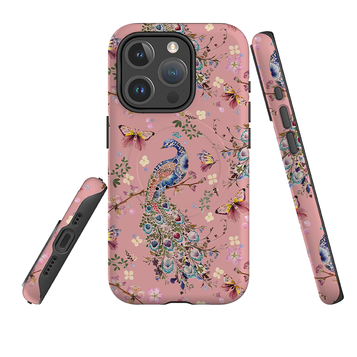 iPhone MagSafe Tough Case – Pfau und Kirschblüten Lupine von Helen Ahpornsiri