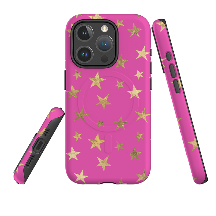 iPhone MagSafe Tough Case - Pink and Gold Stars