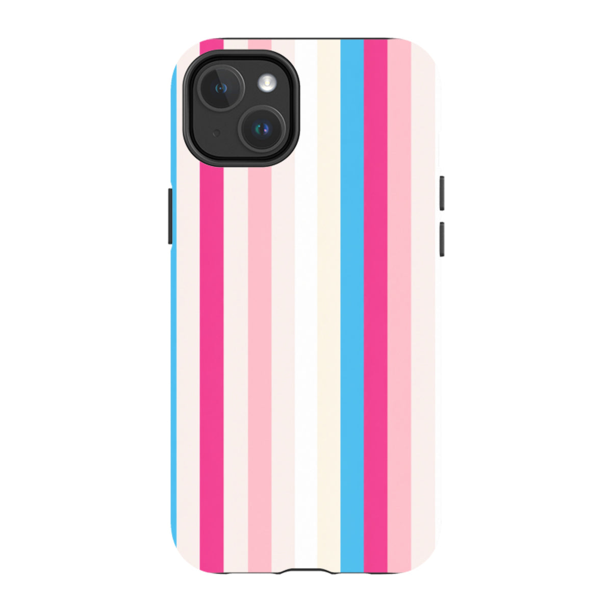 iPhone MagSafe Tough Case - Pink, Blue & Cream Stripe