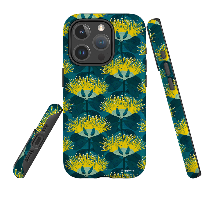 iPhone MagSafe Tough Case - Pohutukawa Yellow and Blue By Katherine Quinn