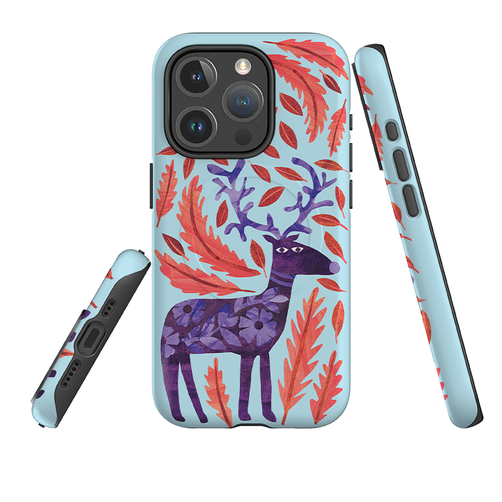 iPhone MagSafe Tough Case - Purple Reindeer By Tracey English