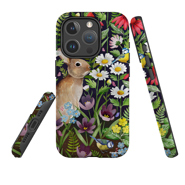 iPhone MagSafe Tough Case -  Rabbit and Wildflowers By Bex Parkin
