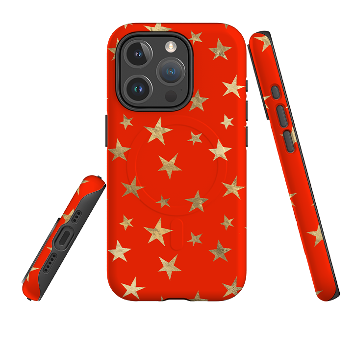 iPhone MagSafe Tough Case - Red and Gold Stars