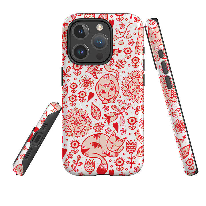iPhone MagSafe Tough Case -  Red Cats By Suzy Taylor
