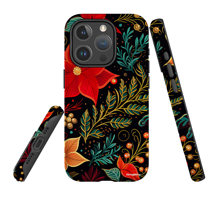 iPhone MagSafe Tough Case – Rote Winterblumen II