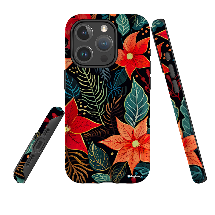iPhone MagSafe Tough Case - Red Winter Floral