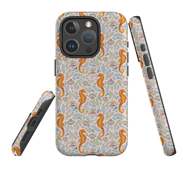 iPhone MagSafe Tough Case -  Seahorse Pink By Catherine Rowe
