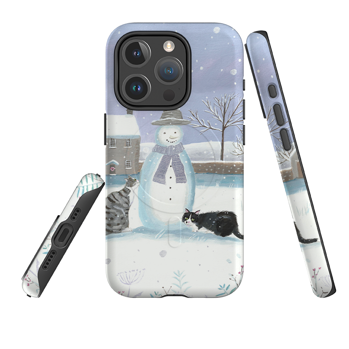 iPhone MagSafe Tough Case - Snowman and Cats By Mary Stubberfield
