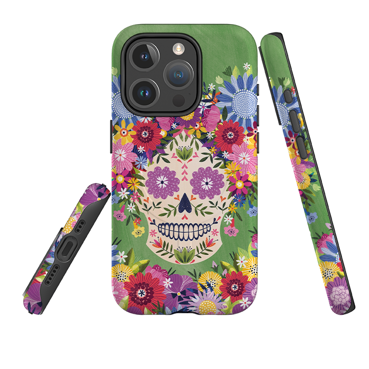 iPhone MagSafe Tough Case -  Sugar Skull Green By Ali Brookes