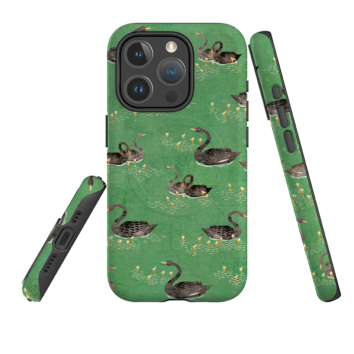 iPhone MagSafe Tough Case - Swans Green By Katherine Quinn