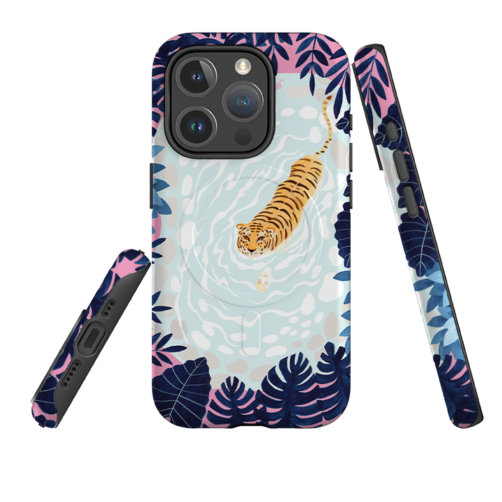 iPhone MagSafe Tough Case - Swimming Tiger By Bex Parkin