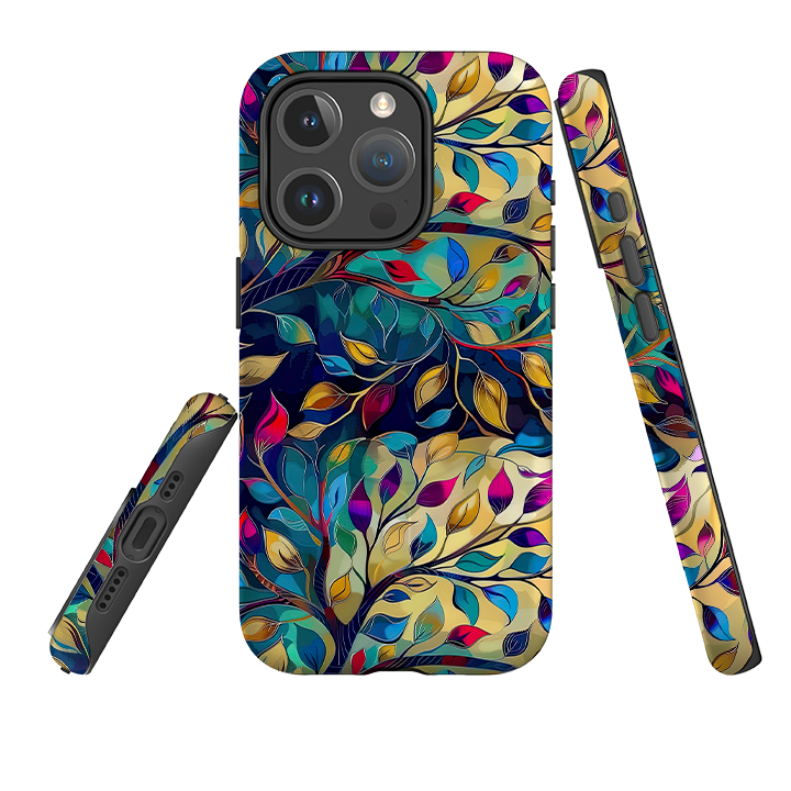 iPhone MagSafe Tough Case - Teal Leaves