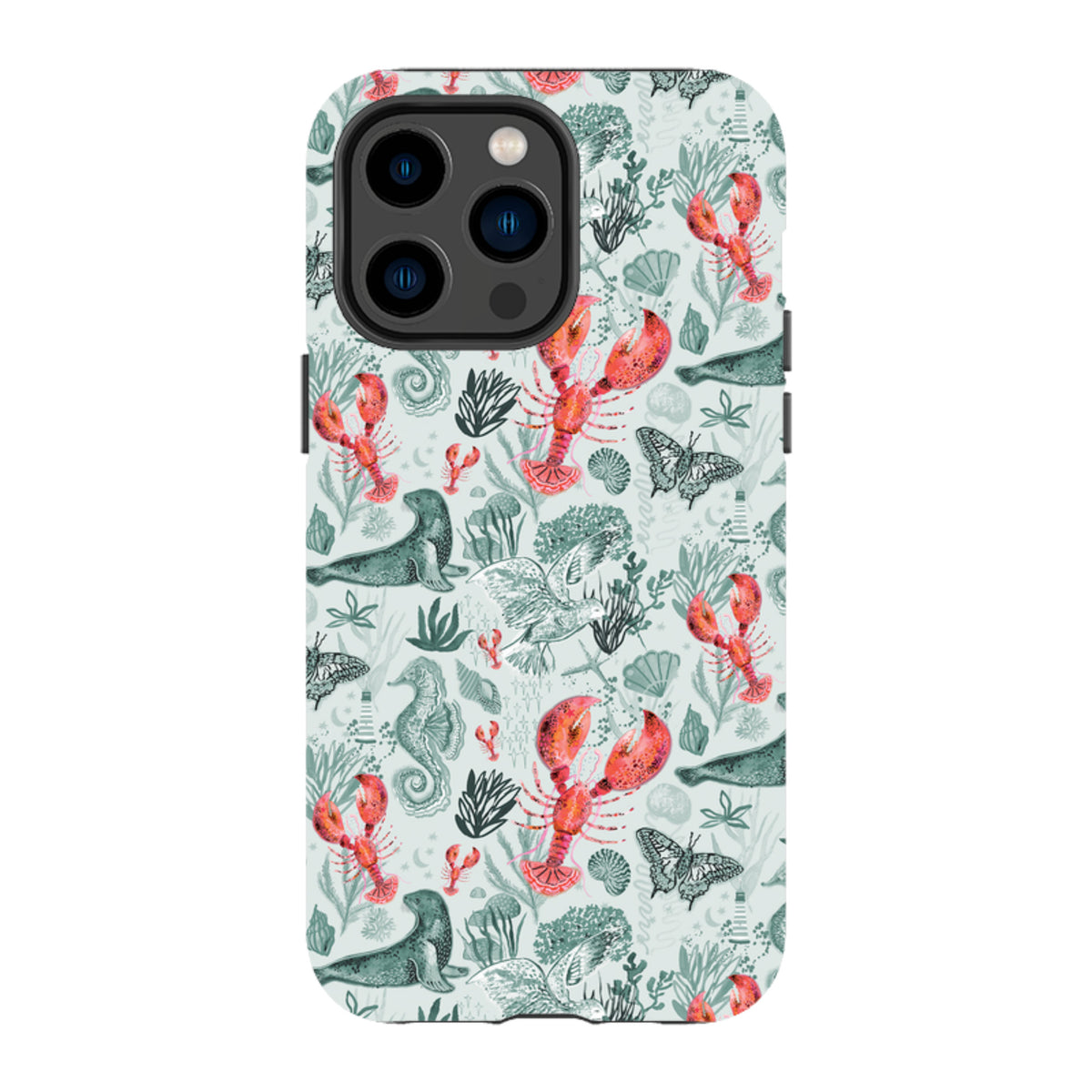 iPhone MagSafe Tough Case - Teal Seals and Lovely Lobsters By Emma Frances Grant
