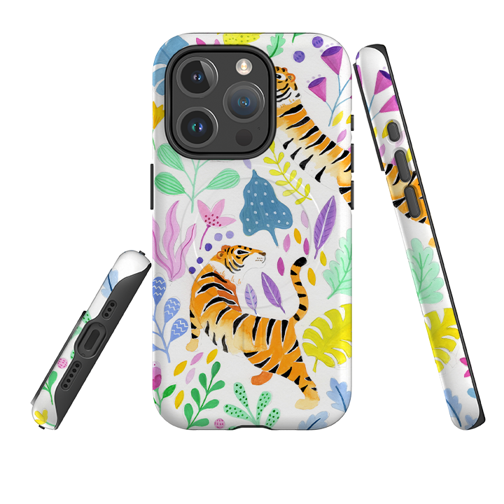 iPhone MagSafe Tough Case - Tigers and Flowers By Bex Parkin