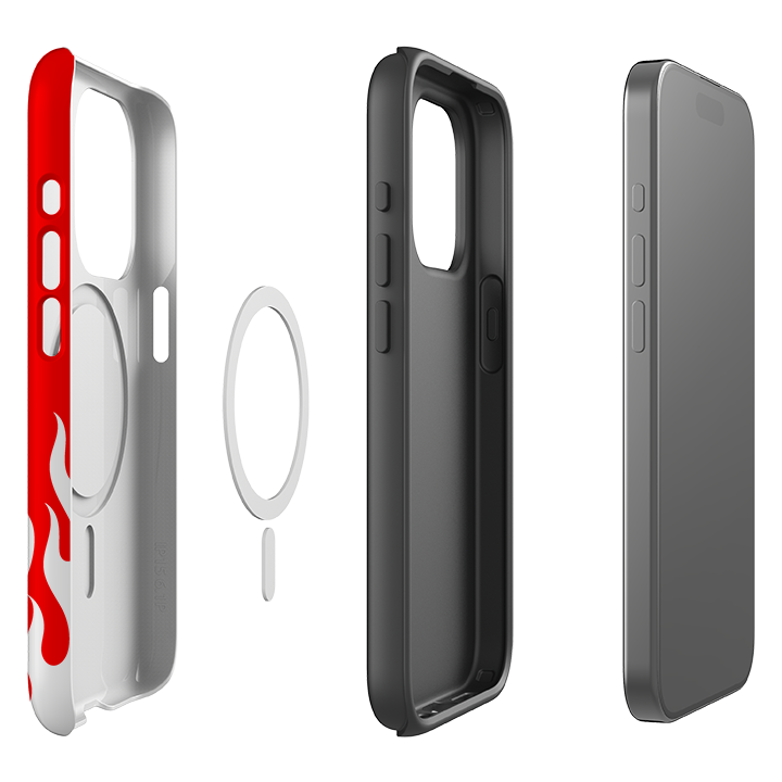 iPhone MagSafe Tough Case -  White Flames Red