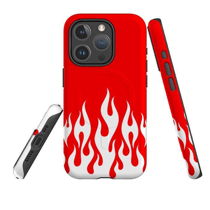 iPhone MagSafe Tough Case -  White Flames Red