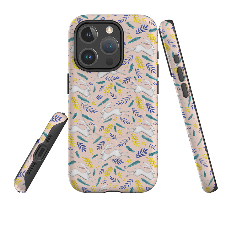 iPhone MagSafe Tough Case -  White Hare Pattern By Catherine Rowe