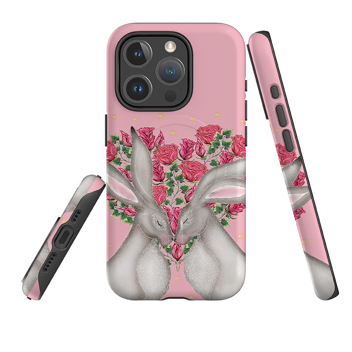 iPhone MagSafe Tough Case -  White Hares Rose Heart By Catherine Rowe