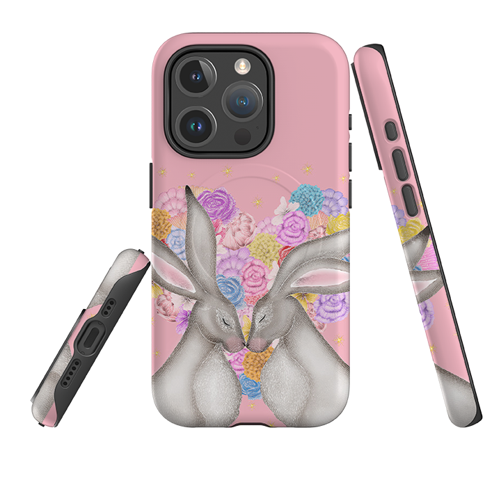 iPhone MagSafe Tough Case -  White Hares Rose Heart II By Catherine Rowe