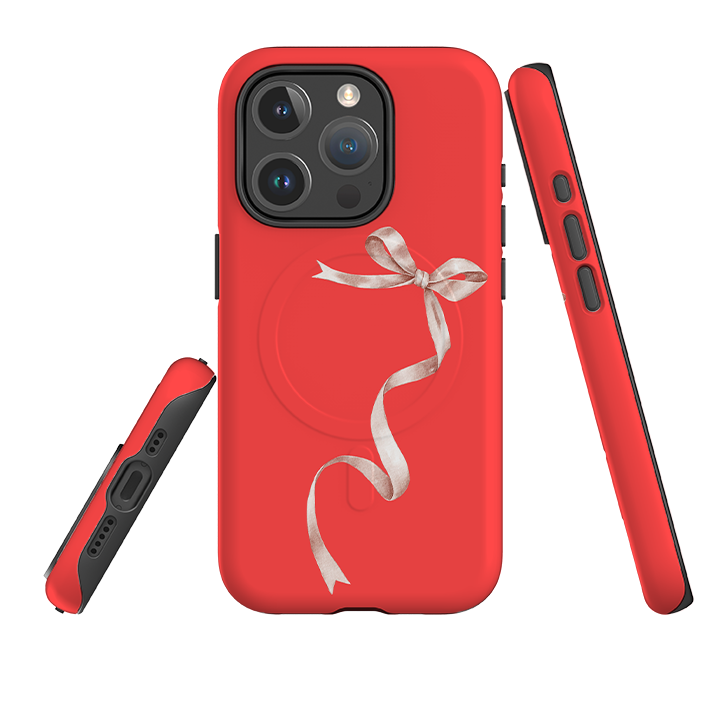 iPhone MagSafe Tough Case -  Wiggly Ribbons Light Red