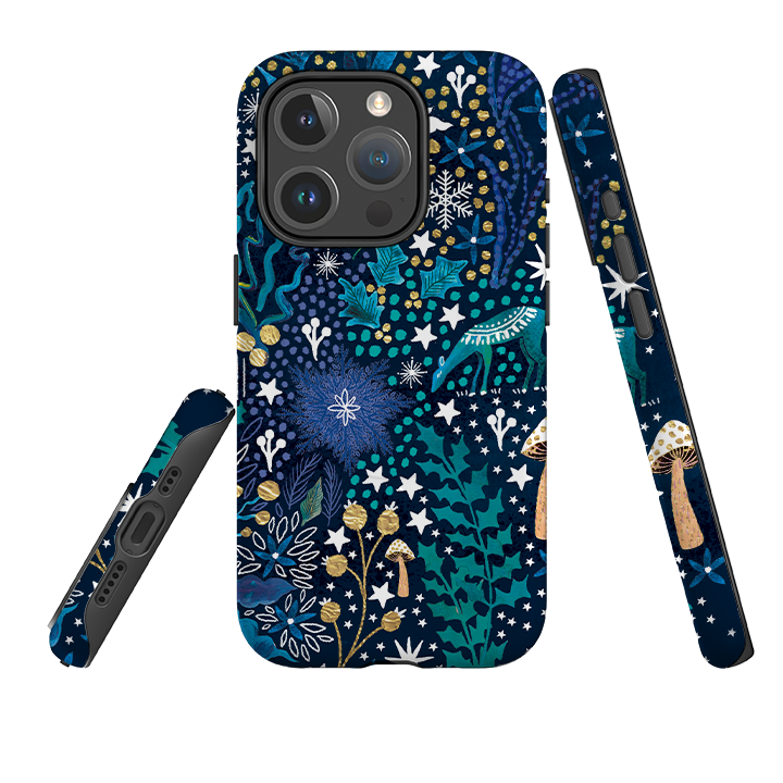 iPhone MagSafe Tough Case - Winter Flowers Teal By Emma Frances Grant