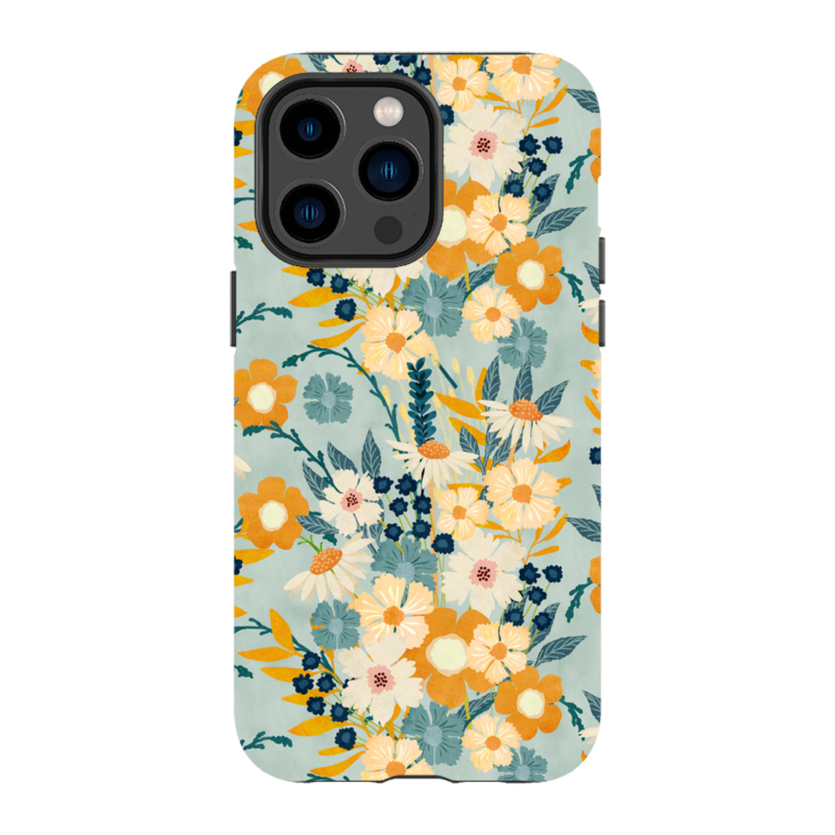 iPhone MagSafe Tough Case - Yellow And Blue Floral By Katherine Quinn