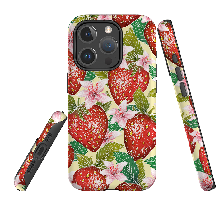 iPhone MagSafe Tough Case -  Yellow Strawberries By Catherine Rowe