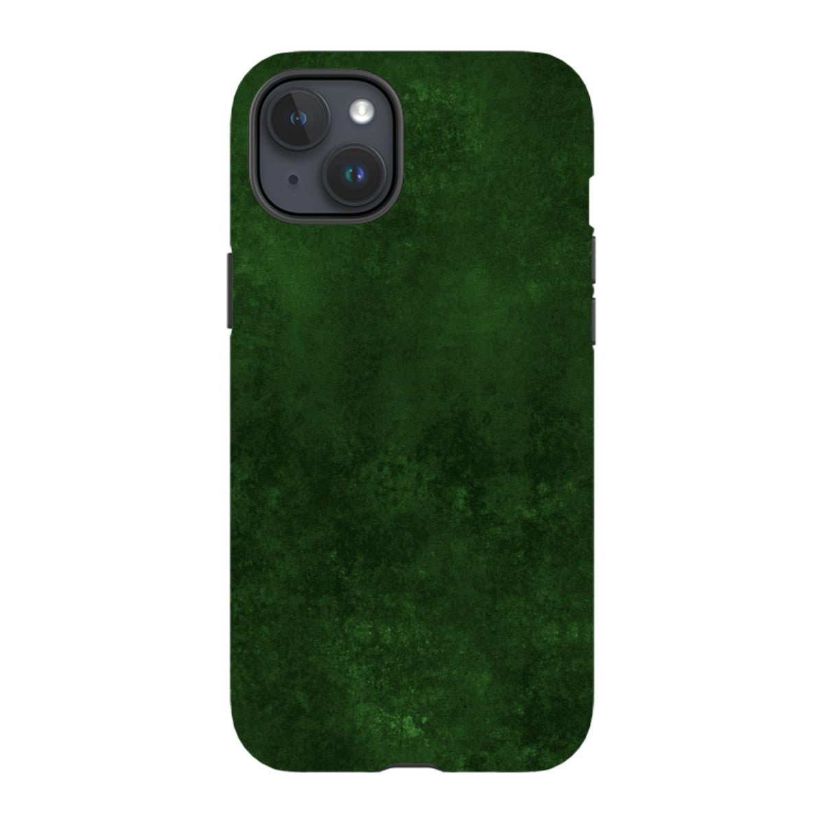 iPhone tough case in a deep, textured absinthe green finish with a dual-layer design and precise camera cut-outs.