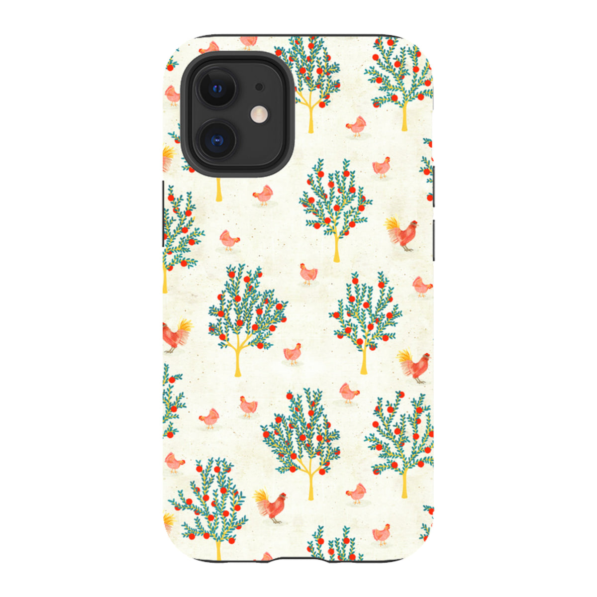 iPhone Tough Case - Apple Trees and Chickens Cream By Katherine Quinn