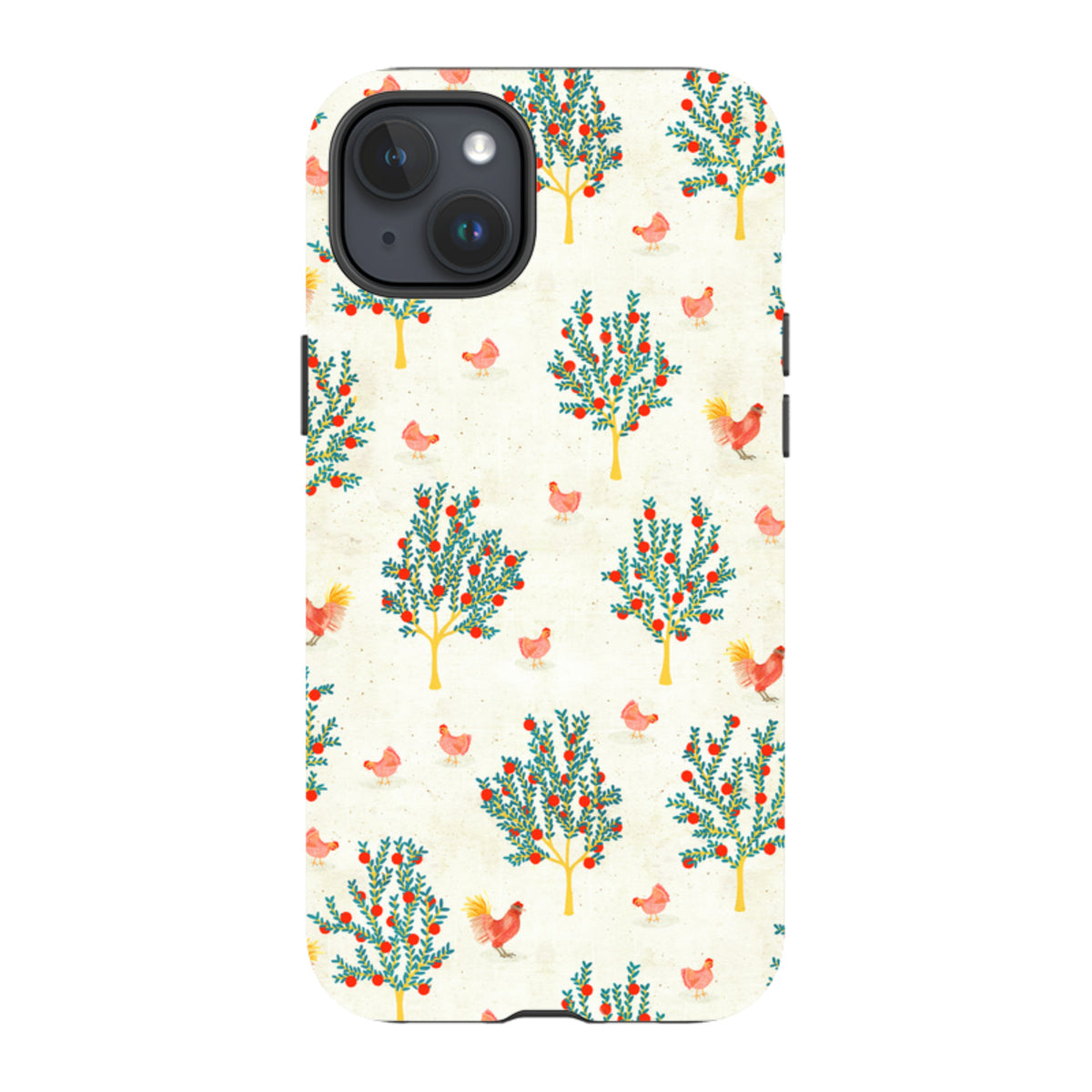 iPhone Tough Case - Apple Trees and Chickens Cream By Katherine Quinn