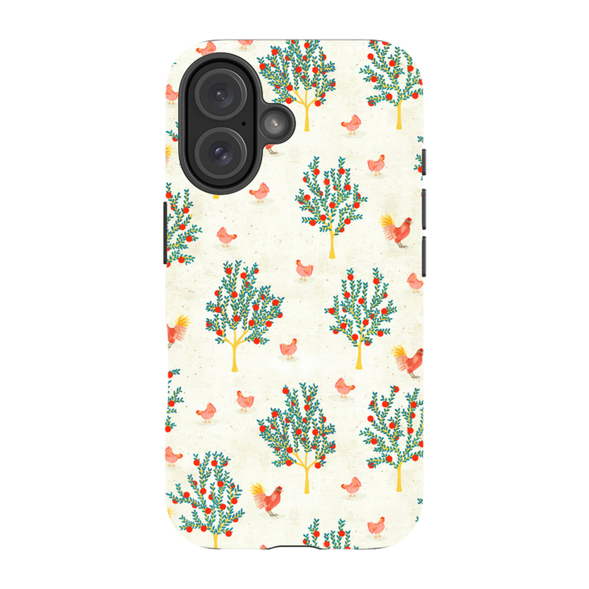 iPhone Tough Case - Apple Trees and Chickens Cream By Katherine Quinn