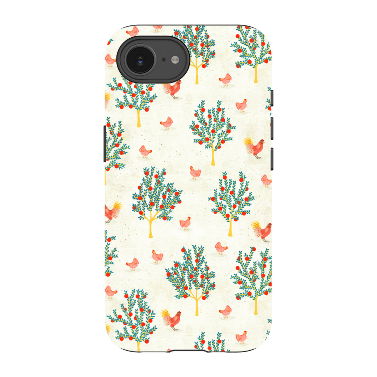 iPhone Tough Case - Apple Trees and Chickens Cream By Katherine Quinn