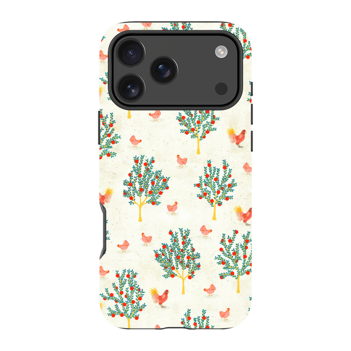 iPhone Tough Case - Apple Trees and Chickens Cream By Katherine Quinn