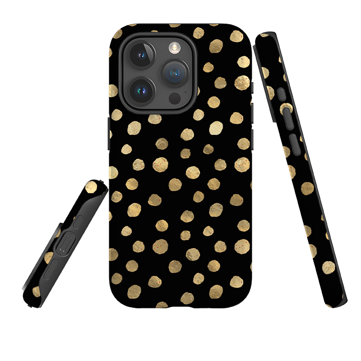 iPhone Tough Case - Black and Gold Dots